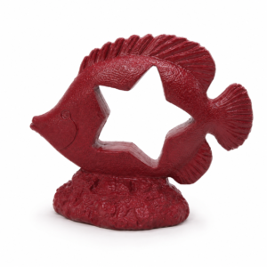 Red fish aquarium decoration with star cutout